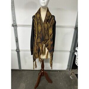 Sabine Long Sleeve Tribal Bohemian Jacket/Shawl Fringe Edge Size Small BOHO